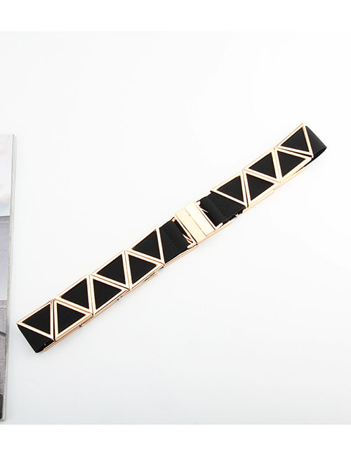 Fashion 3cm Triangle Wear Metal Waist Faux Leather Triangle Buckle Thin Belt