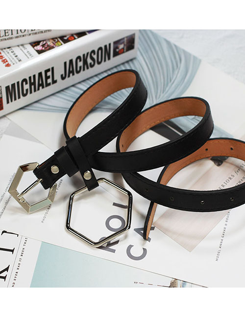 Fashion Geometric Rings Faux Leather Polygonal Ring Wide Belt