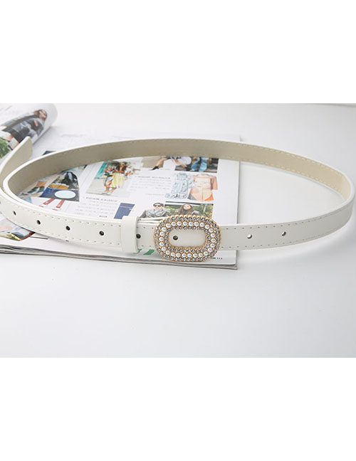 Fashion White Pearl Snap Wide Belt