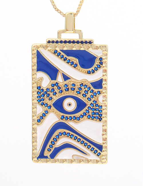 Fashion Blue Copper Drip Oil Tarot Eye Necklace