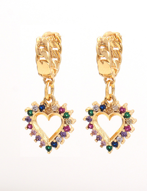 Fashion Love Copper Diamond Cutout Heart Earrings