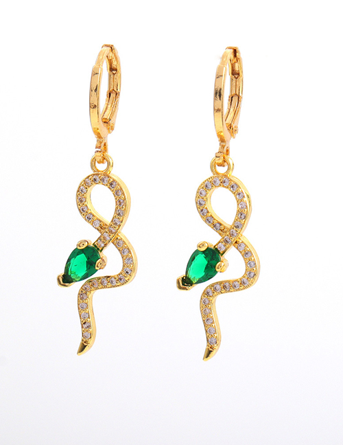 Fashion Gold Copper Gold Plated Zirconium Snake Earrings