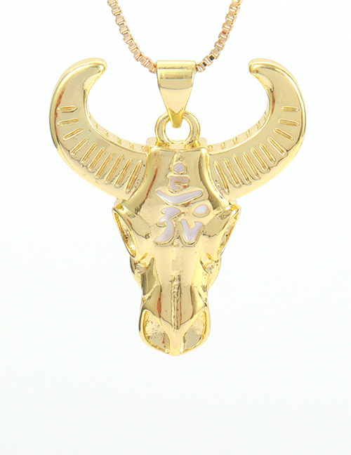 Fashion 1# Copper Drop Oil Bull Head Necklace