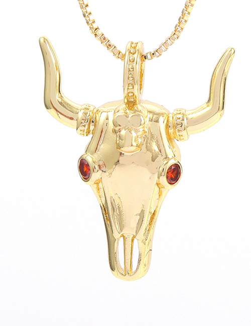 Fashion 4# Brass And Diamond Bull Head Necklace