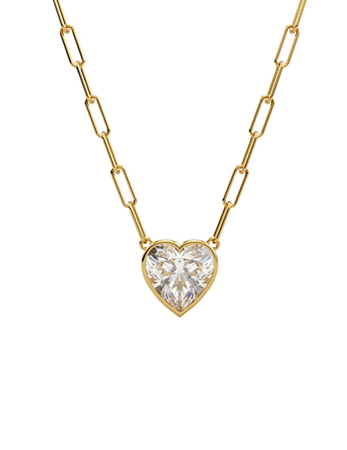 Fashion Gold Titanium Steel Set Heart Zirconium Necklace