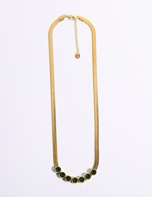 Fashion Emerald Titanium Emerald Snake Bone Chain Necklace