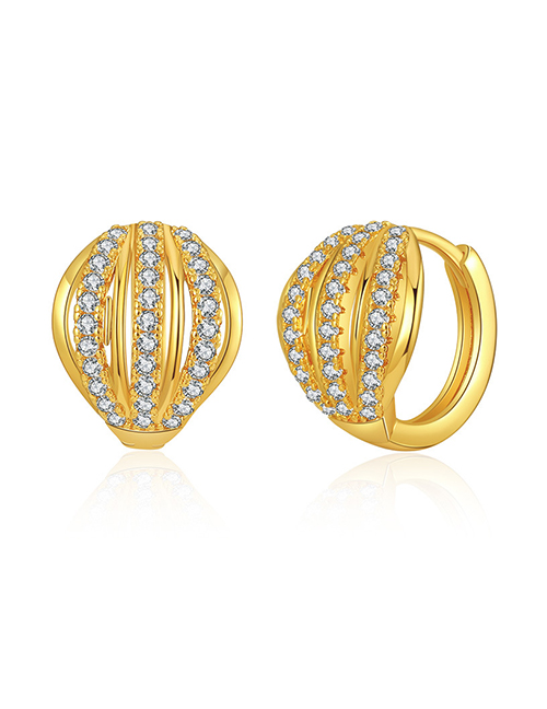 Fashion Gold Bronze Zirconium Geometric Cutout Earrings