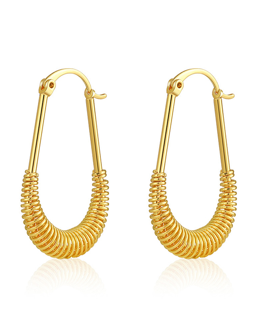 Fashion Gold Gold Plated Brass Geometric Spring Earrings