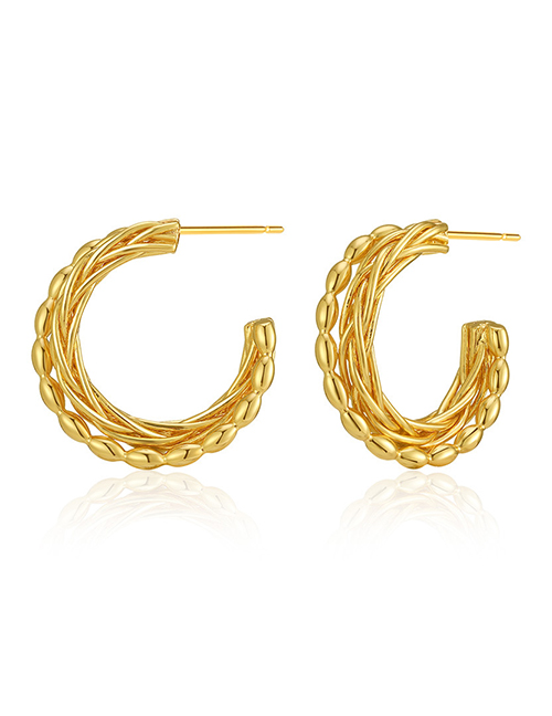 Fashion Gold Pure Copper Geometric Wound C-shaped Earrings