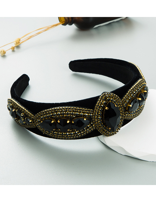 Fashion Black Fabric Geometric Diamond Wide-brimmed Headband