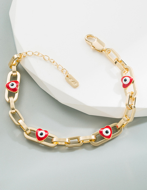 Fashion Red Gold-plated Copper Drip Oil Love Eye Bracelet