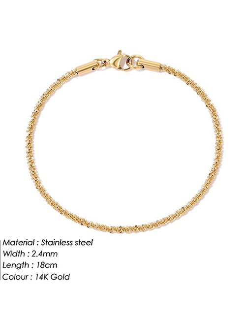 Fashion Gold-18cm Stainless Steel Gold Plated Cauliflower Chain Bracelet