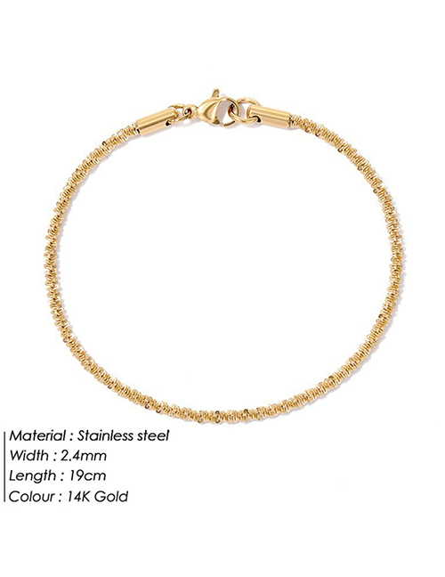 Fashion Gold-19cm Stainless Steel Gold Plated Cauliflower Chain Bracelet