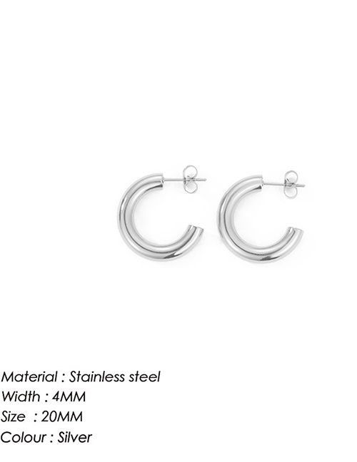 Fashion 20mm Steel Color Stainless Steel Gold Plated C-shaped Earrings