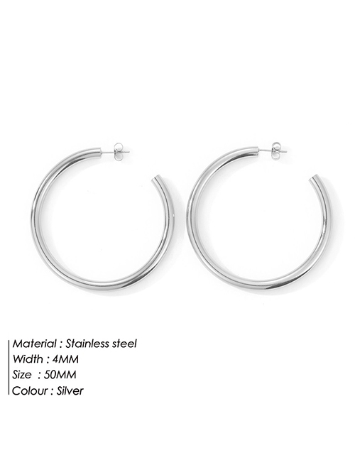 Fashion 50mm Steel Color Stainless Steel Gold Plated C-shaped Earrings