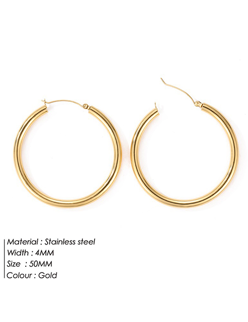 Fashion 50mm Gold Titanium Steel Geometric Round Earrings