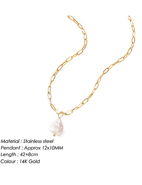 Fashion Gold Stainless Steel Pearl Necklace
