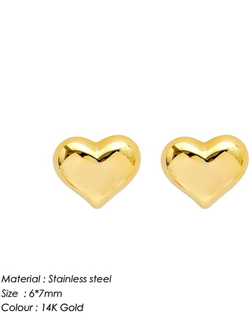 Fashion Gold Titanium Steel Heart Stud Earrings