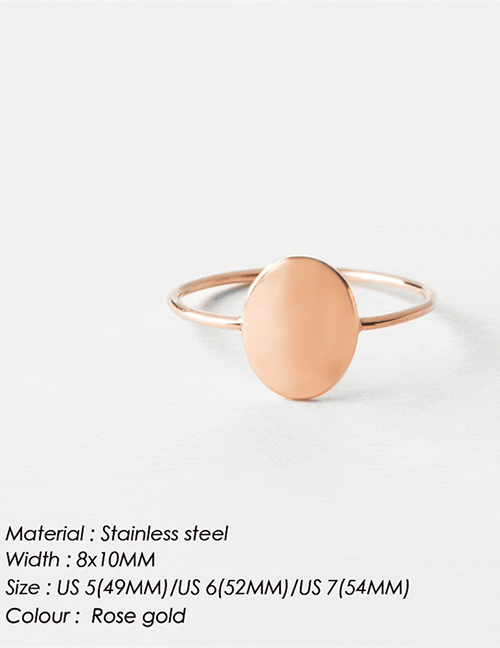 Fashion Rose Gold Us7+54mm Stainless Steel Geometric Oval Ring
