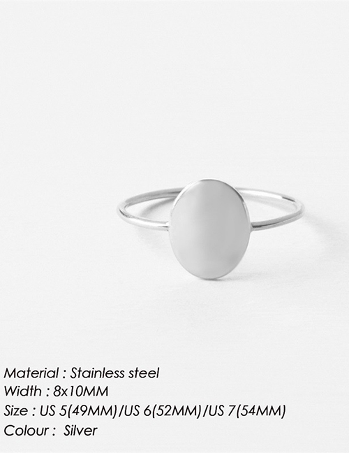Fashion Steel Color Us5+49mm Stainless Steel Geometric Oval Ring