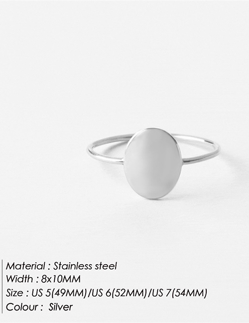 Fashion Steel Color Us6+52mm Stainless Steel Geometric Oval Ring