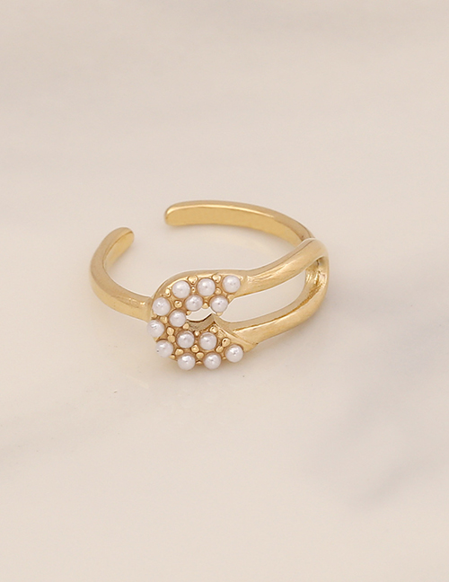 Fashion 8# Titanium Pearl Geometric Open Ring
