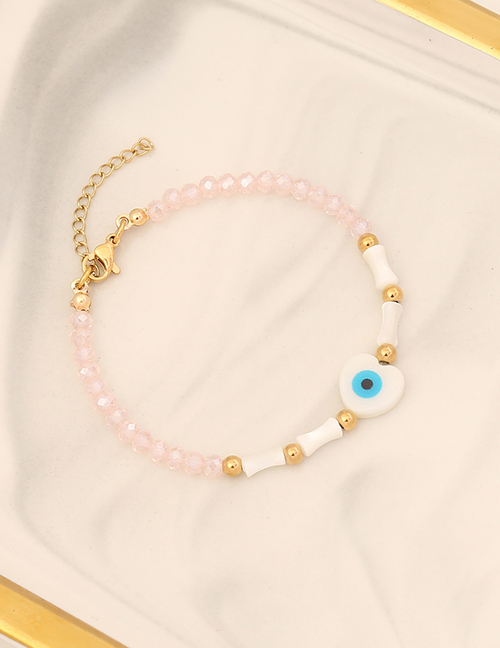 Fashion 5# Pink Bracelet Geometric Crystal Panel Beaded Heart Eye Bracelet