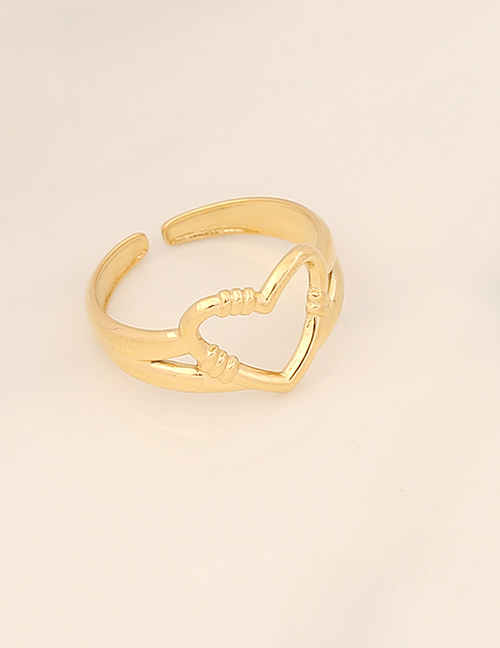 Fashion 9# Titanium Geometric Cutout Heart Open Ring