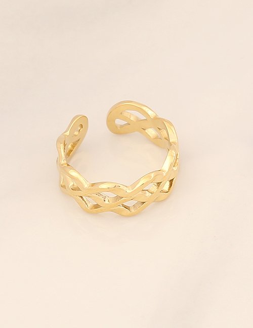 Fashion 14# Titanium Geometric Cutout Open Ring