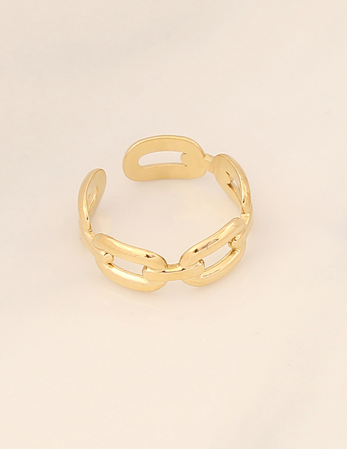 Fashion 17# Titanium Geometric Cutout Open Ring