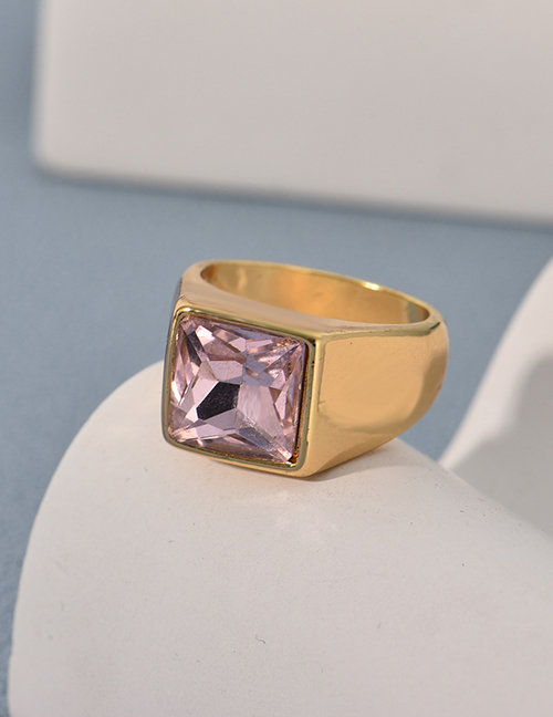 Fashion Pink-gold Alloy Set Square Diamond Ring