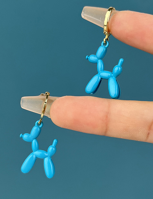 Fashion Golden Blue Copper Spray Paint Balloon Dog Earrings