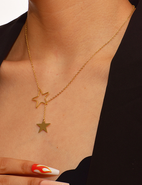Fashion 8# Solid Copper Geometric Star Tassel Necklace