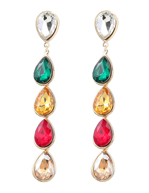 Fashion Color Alloy Set Oval Diamond Earrings