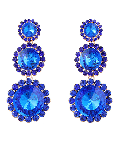 Fashion Blue Alloy Diamond Round Drop Earrings