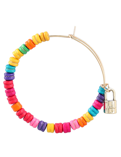 Fashion Color Alloy Color Round Wood Lock Bracelet