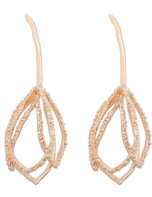 Fashion Gold Alloy Geometric Floral Earrings
