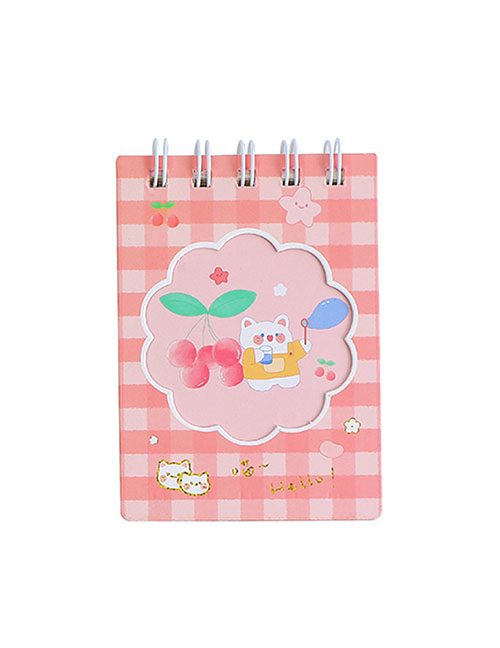 Fashion Pink Plaid Cat Paper Cartoon Portable Coil Book