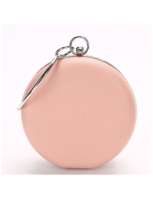 Fashion Pink Pu Round Clutch