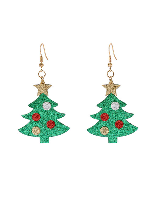Fashion 4# Fabric Christmas Tree Stud Earrings