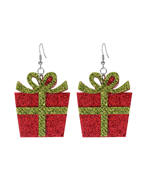 Fashion 7# Fabric Christmas Gift Box Stud Earrings