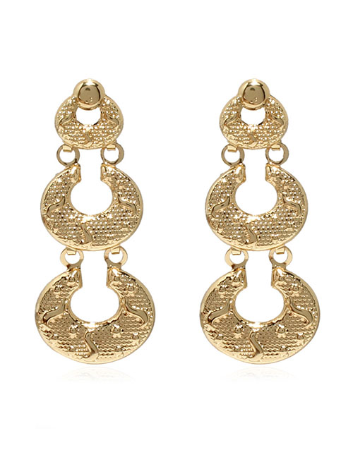 Fashion Gold Metal Geometric Cutout Earrings