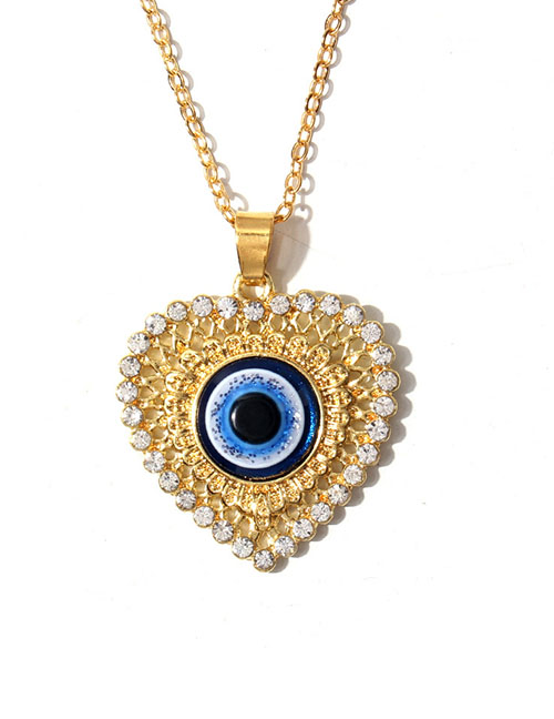 Fashion Love Alloy Diamond Eye Heart Necklace