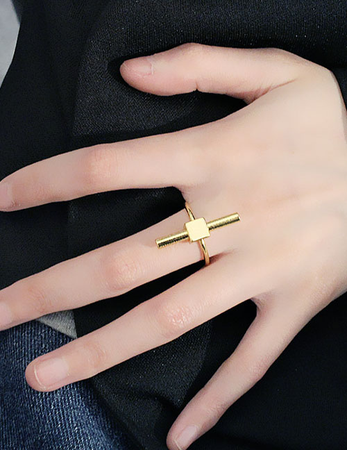 Fashion Gold Alloy Crossbar Ring
