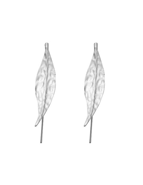Fashion Silver Alloy Geometric Leaf Stud Earrings