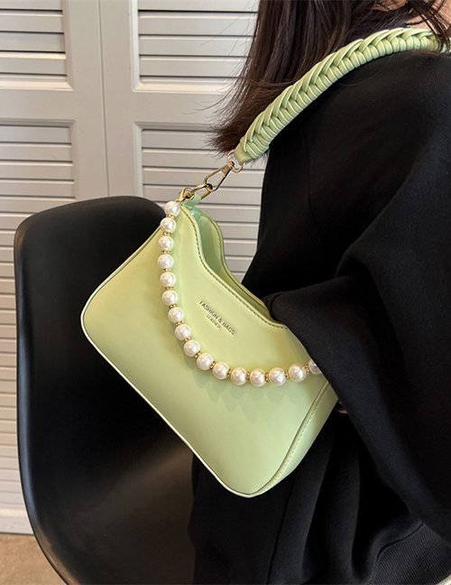Fashion Green Pu Pearl Portable Large Capacity Shoulder Bag