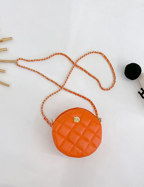 Fashion Orange Pu Diamond Round Messenger Bag