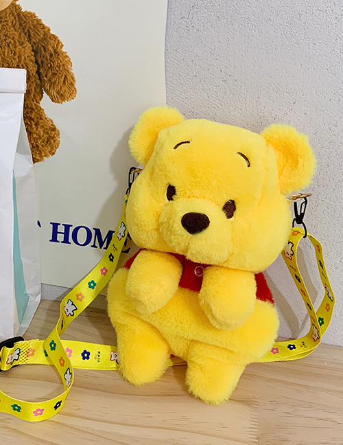 Fashion Webbing Yellow Plush Bear Crossbody Bag