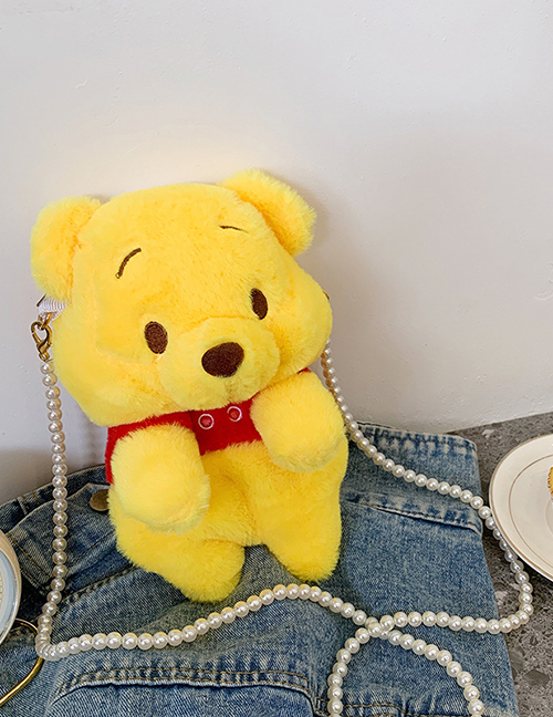 Fashion Chain Clause Yellow Plush Bear Crossbody Bag