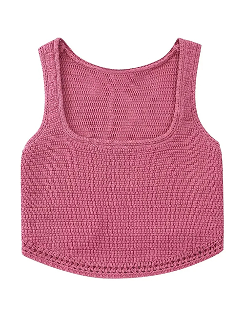 Fashion Pink Crochet Square Neck Suspender